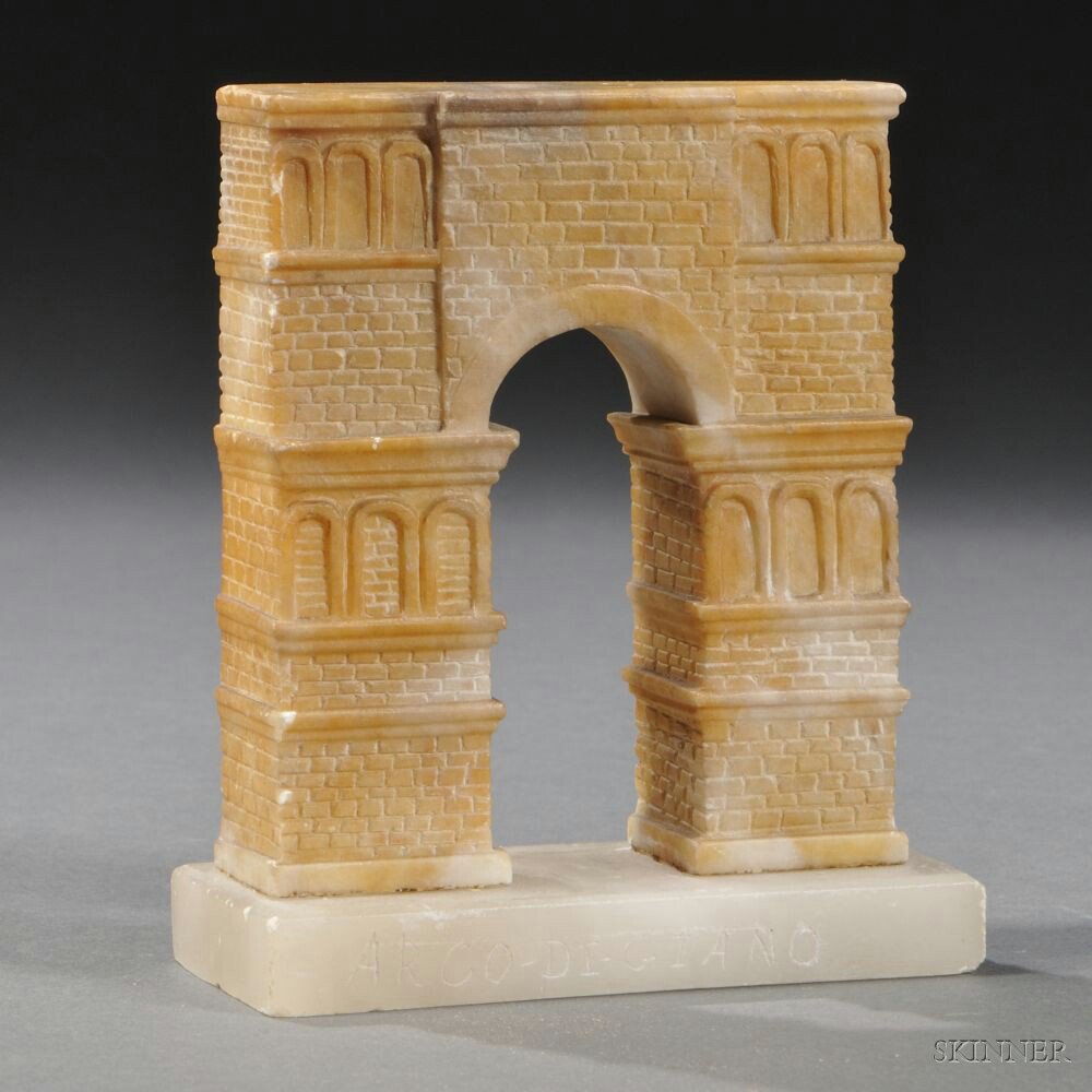 Appraisal: Grand Tour Marmo Giallo Siena Marble Model of the Arch