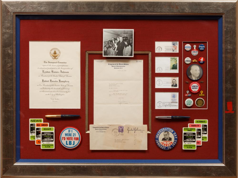 Appraisal: Lyndon Johnson th US President - shadowbox presentation incl typed