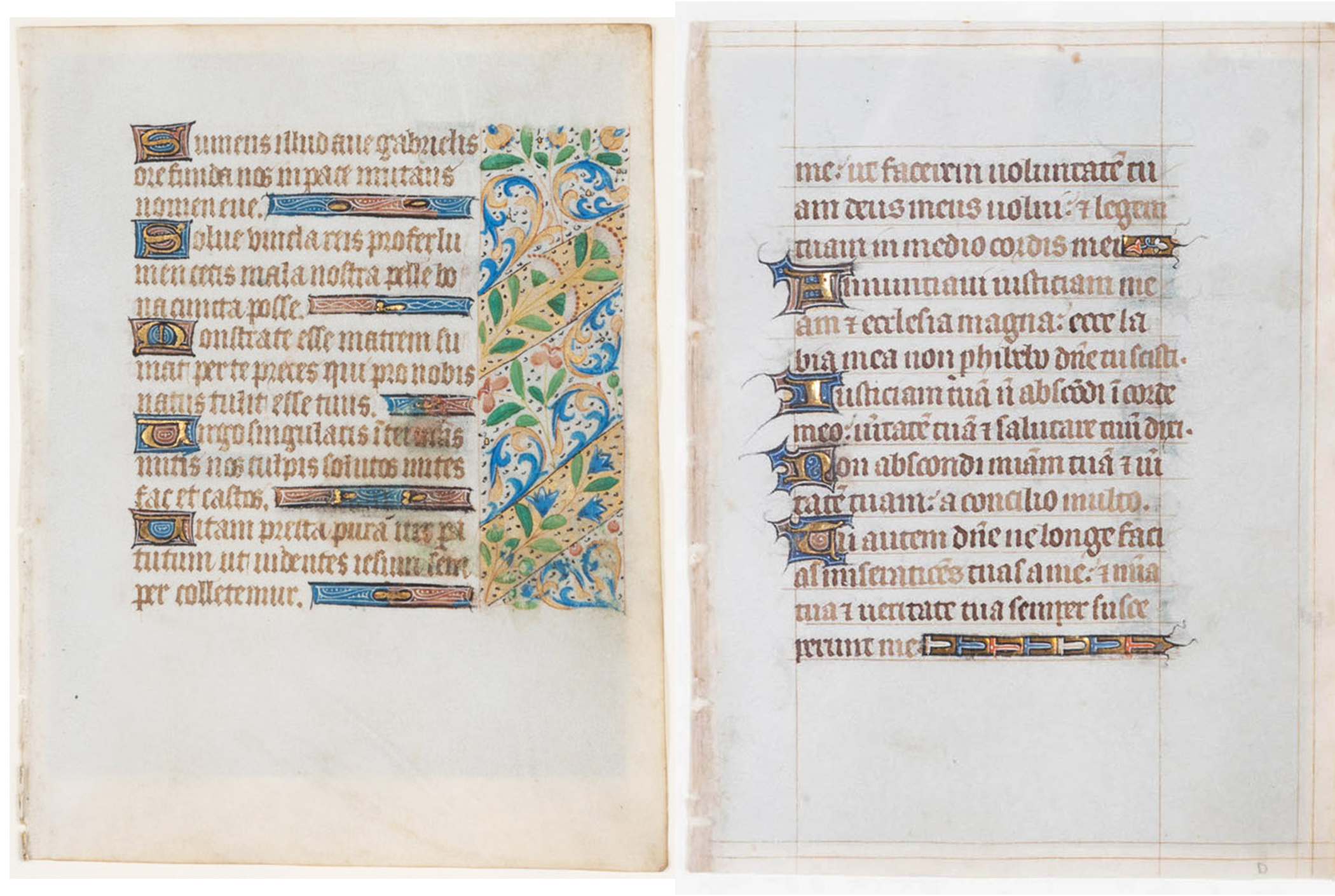 Appraisal: ILLUMINATED MANUSCRIPT LEAVES Gold and ink on vellum from the