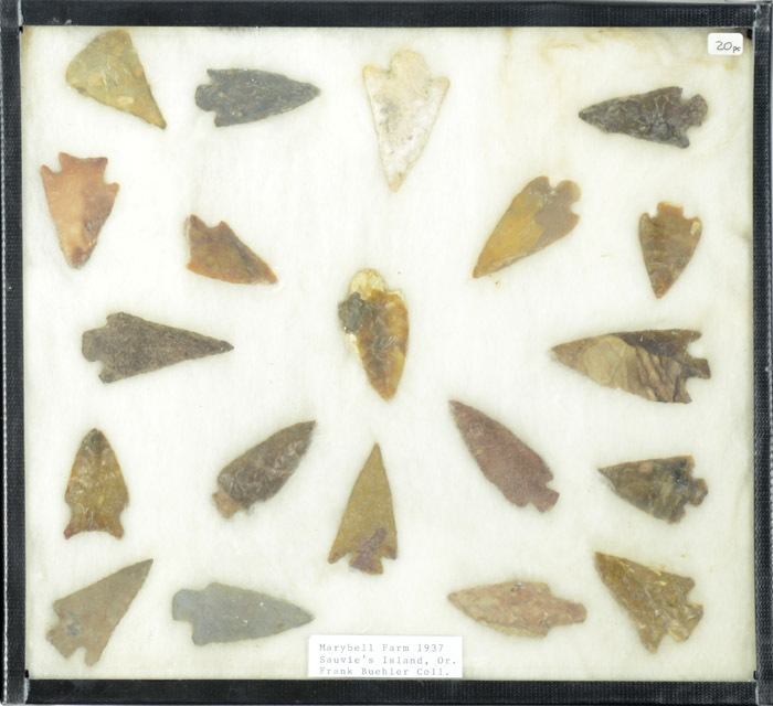 Appraisal: CASED COLLECTION OF TWENTY ARROWHEADS from the Frank Buehler Collection