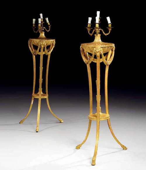 Appraisal: PAIR OF PORTE-TORCHERES AUX TETES DE BELIERS late George III