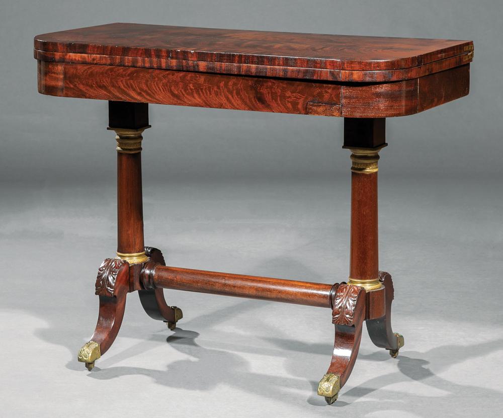 Appraisal: American Classical Bronze-Mounted and Carved Mahogany Games Table early th