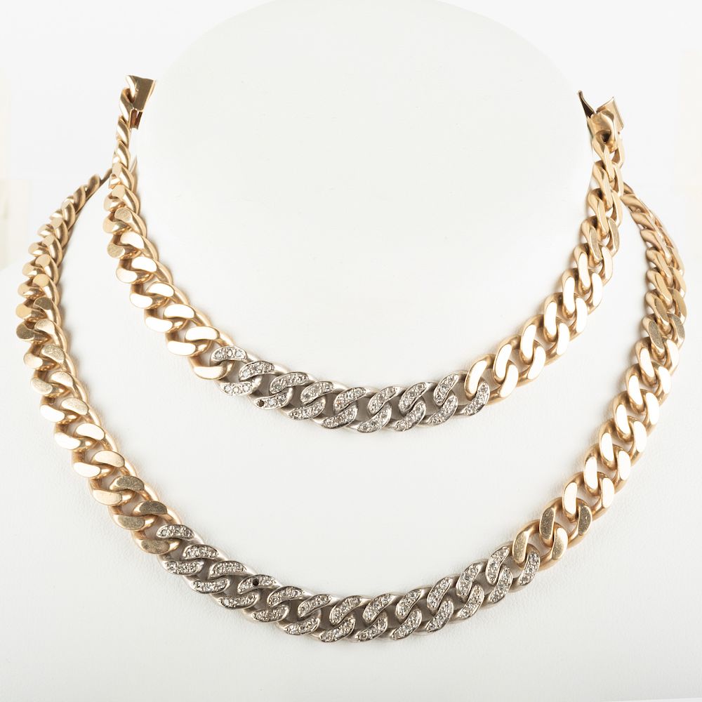 Appraisal: K Gold and Diamond Necklace and Bracelet K Gold and