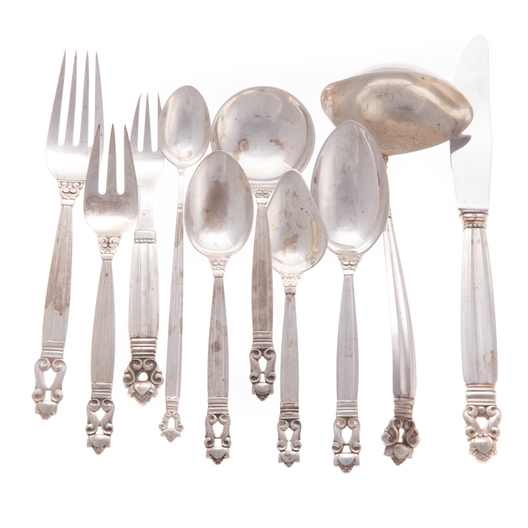 Appraisal: Georg Jensen Acorn sterling -pc flatware with various hallmarks comprising