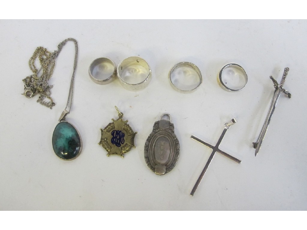 Appraisal: Box of silver and white metal jewellery