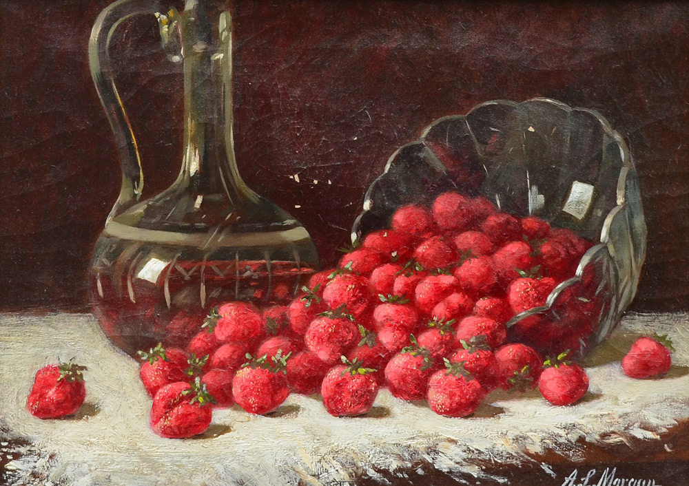 Appraisal: MORGAN Annie Laurie th th Century Still Life of Strawberries