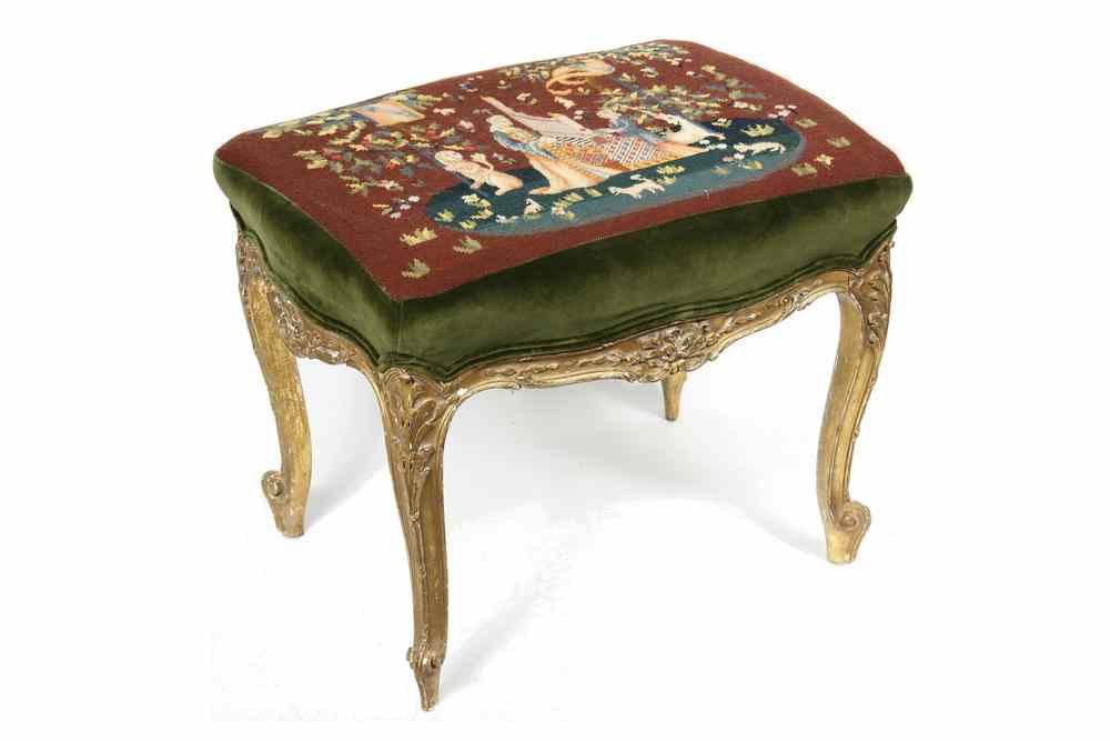 Appraisal: FOOT STOOL - Ca French style high foot stool with