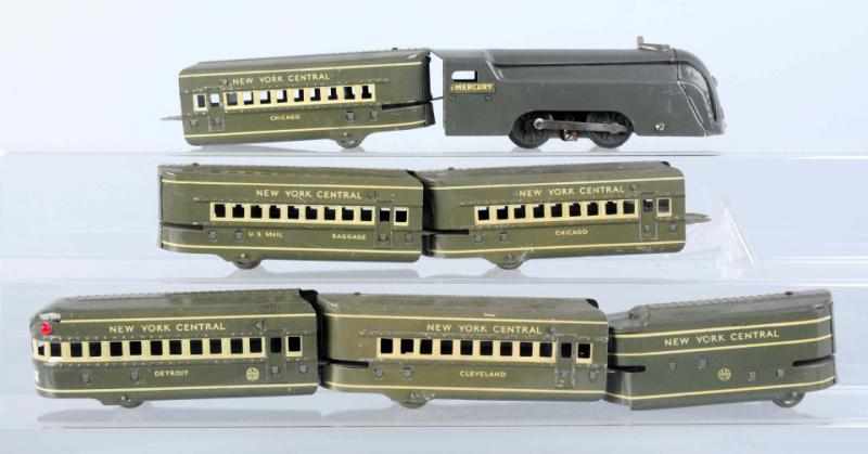 Appraisal: Tin Litho Marx Mercury Passenger Train Set American Set includes