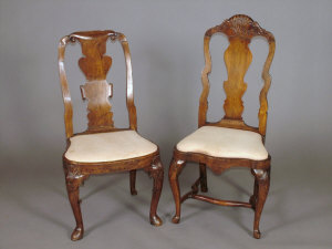 Appraisal: A Dutch carved walnut side chair th century the acanthus