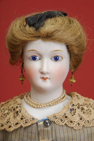 Appraisal: Rare Parian with Glass Eyes and Wig Germany ca unmarked