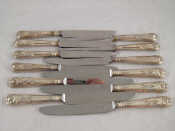 Appraisal: Six silver handled dinner knives with six silver handled dessert