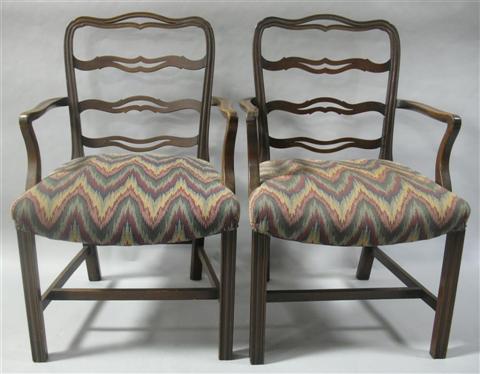 Appraisal: PAIR OF CHIPPENDALE STYLE MAHOGANY ARMCHAIRS h w d in