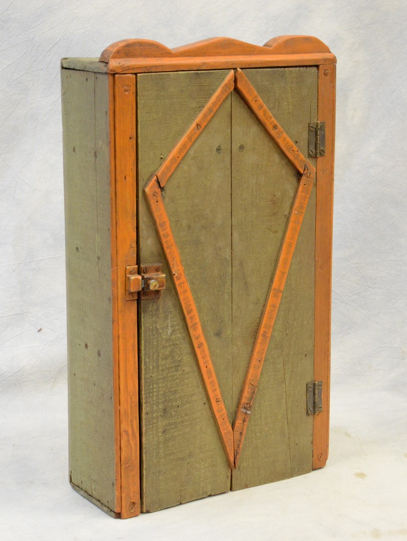 Appraisal: Small hanging folk art cupboard constructed from wooden fruit crates