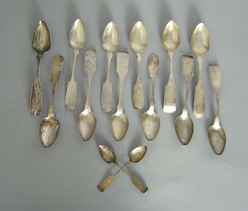 Appraisal: Eight Reading Pennsylvania coin silver serving spoons by G Heller