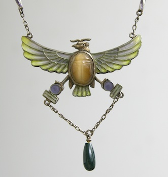 Appraisal: An Egyptian Revival Plique-a-Jour Enamel Necklace German ca Late th