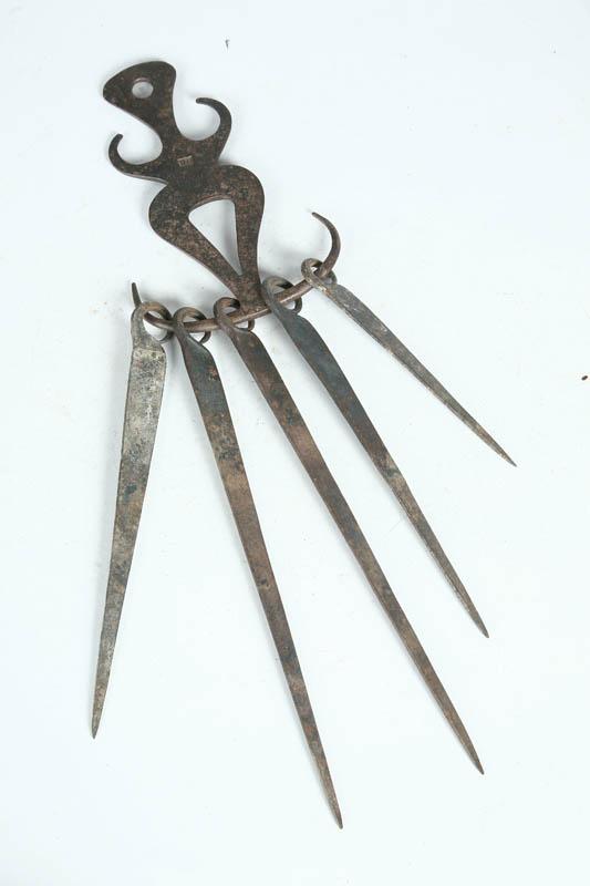 Appraisal: SET OF SKEWERS American th century wrought iron Nicely shaped