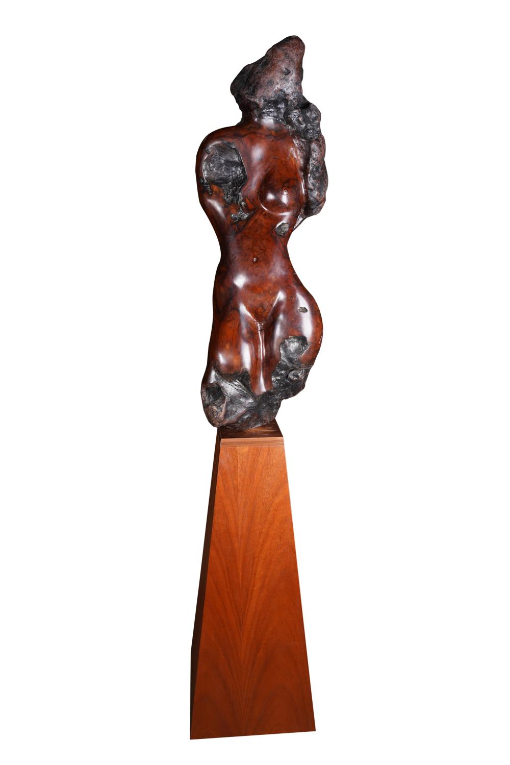 Appraisal: SIG TONANCOUR TH CENTURY NUDE carved burl wood signed and