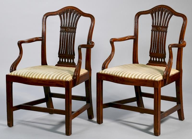 Appraisal: Pr George III Mahogany Armchairs Pair of English George III