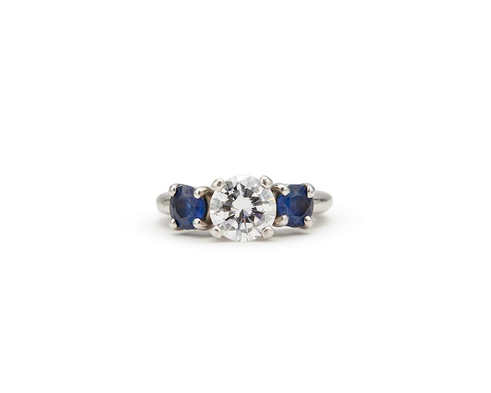 Appraisal: Platinum Diamond and Sapphire Ring Platinum Diamond and Sapphire Ring