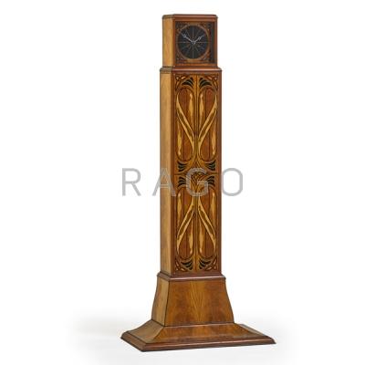 Appraisal: SILAS KOPF b Representational marquetry clock Northampton MA Flame mahogany