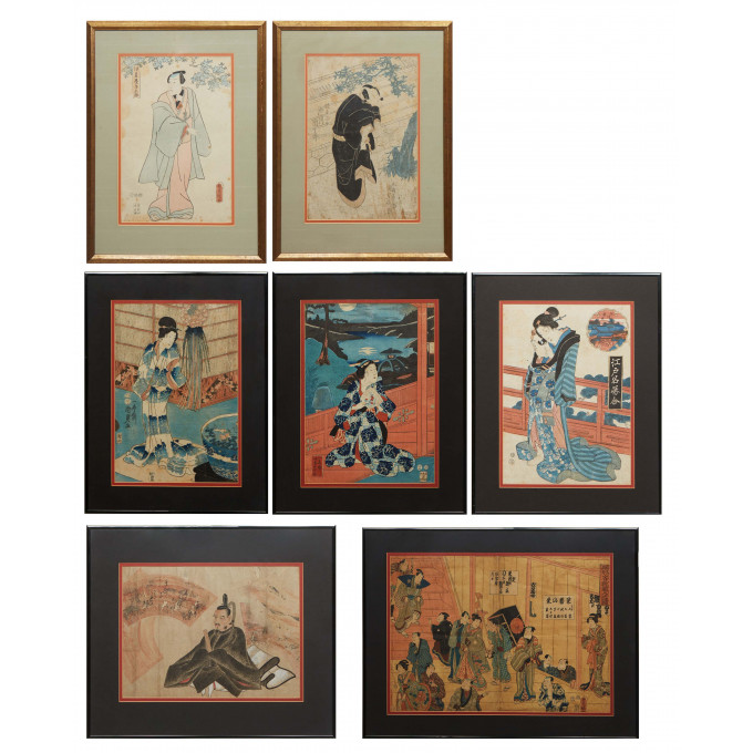 Appraisal: Seven Japanese Woodblock Prints by Utagawa Kunisada Japanese - Yoshikaga