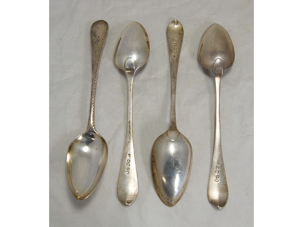 Appraisal: Four Georgian silver bright-cut table spoons Edinburgh maker William Robertson