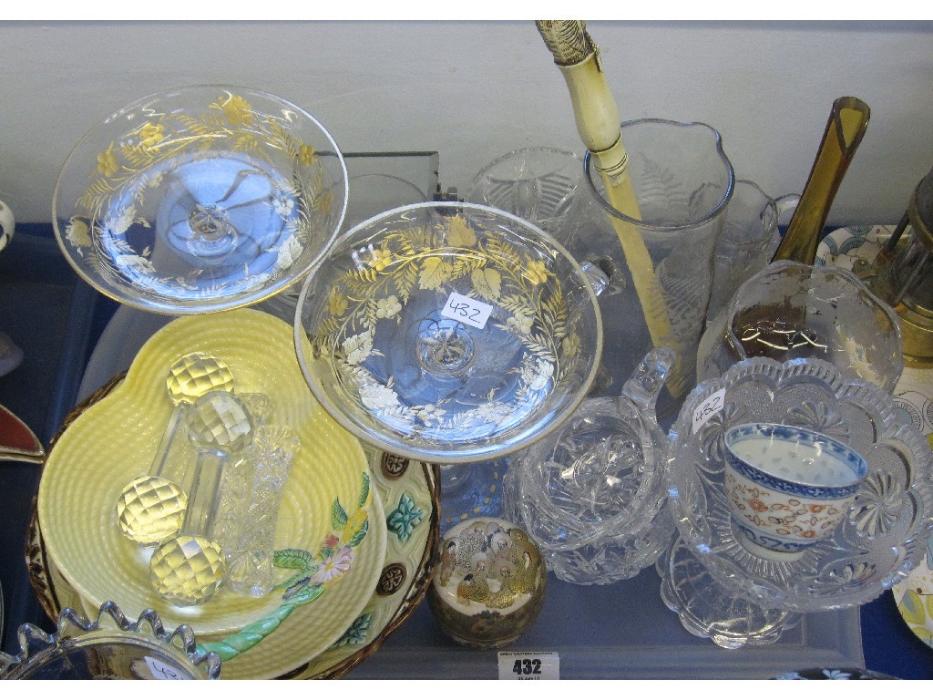 Appraisal: Lot comprising assorted ceramics and glass to include Satsuma pot