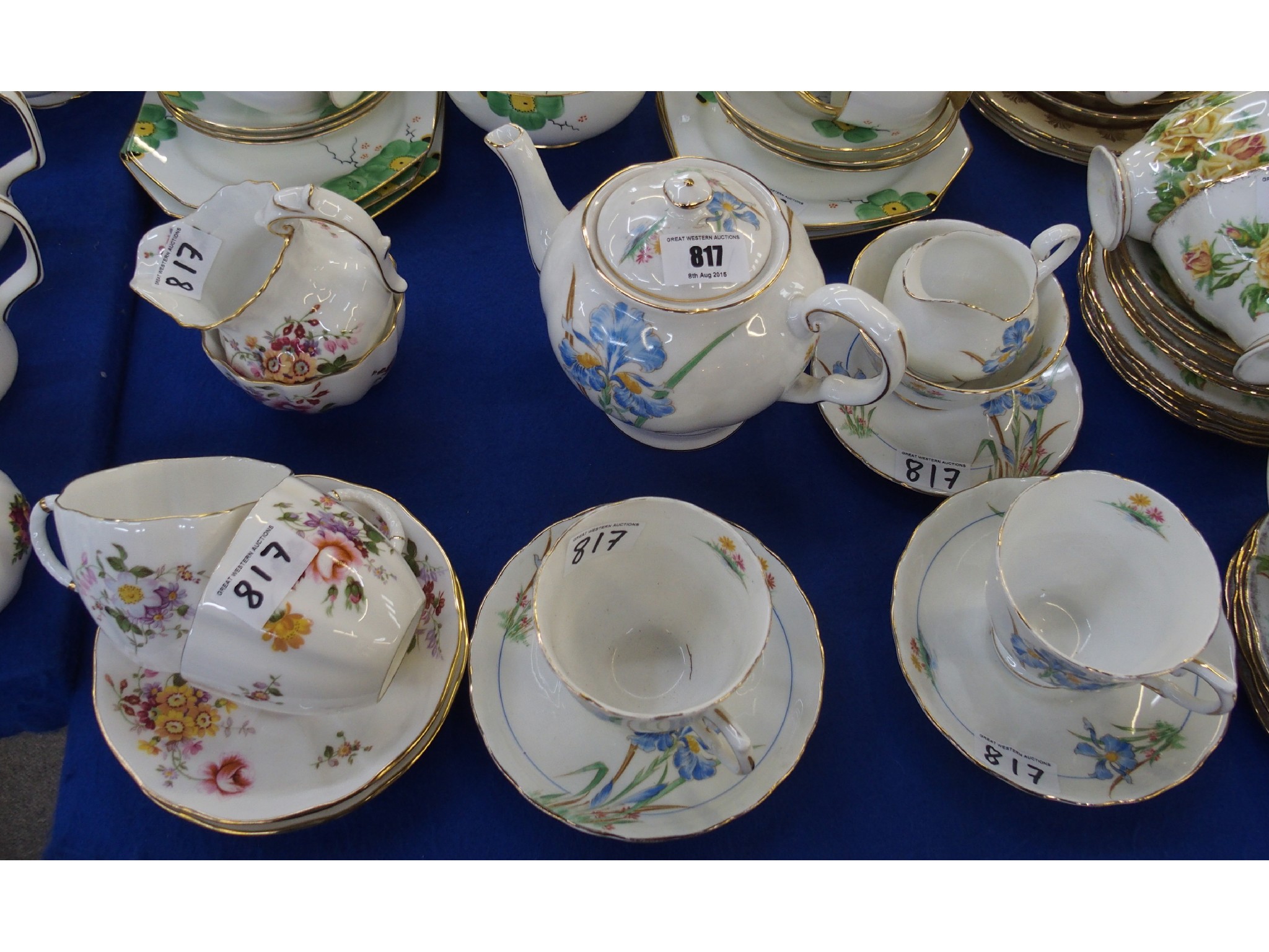 Appraisal: Tuscan Chine Blue Iris teaset for two with teapot and