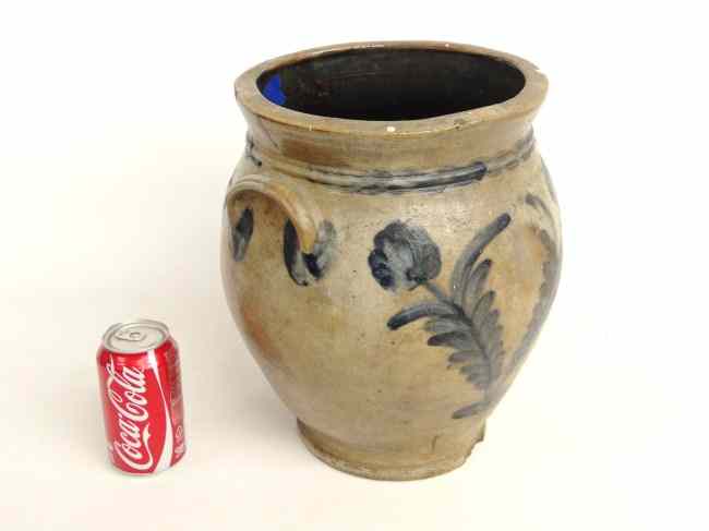 Appraisal: th c decorated stoneware crock '' Ht imperfections