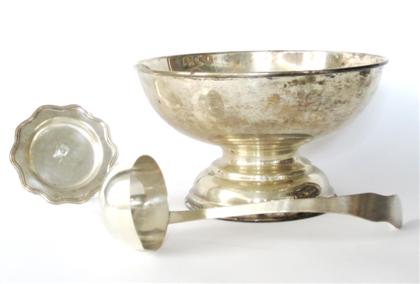 Appraisal: Silverplated circular footed punch bowl th century