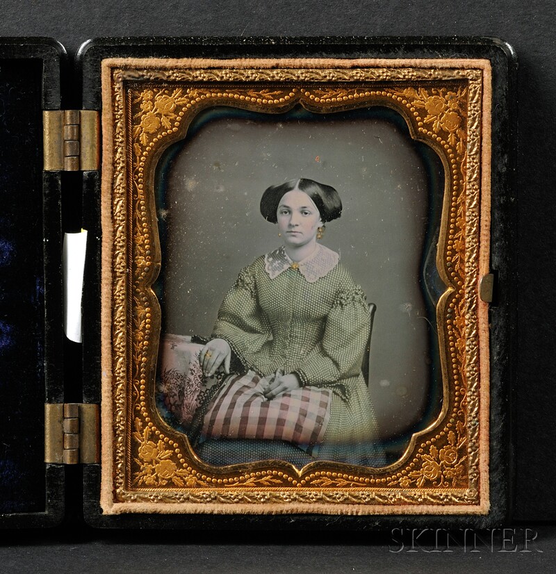 Appraisal: Sixth Plate Daguerreotype Portrait of a Seated Young Woman her