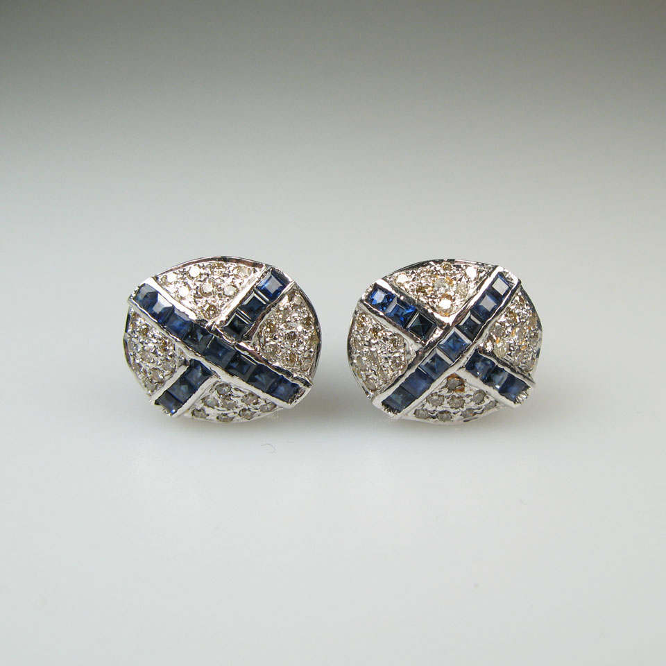 Appraisal: Pair Of k White Gold Stud Earrings each set with