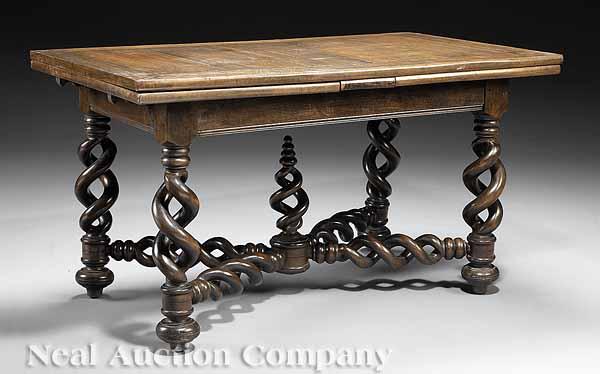 Appraisal: An Antique French Provincial Walnut Dining Table in the Louis