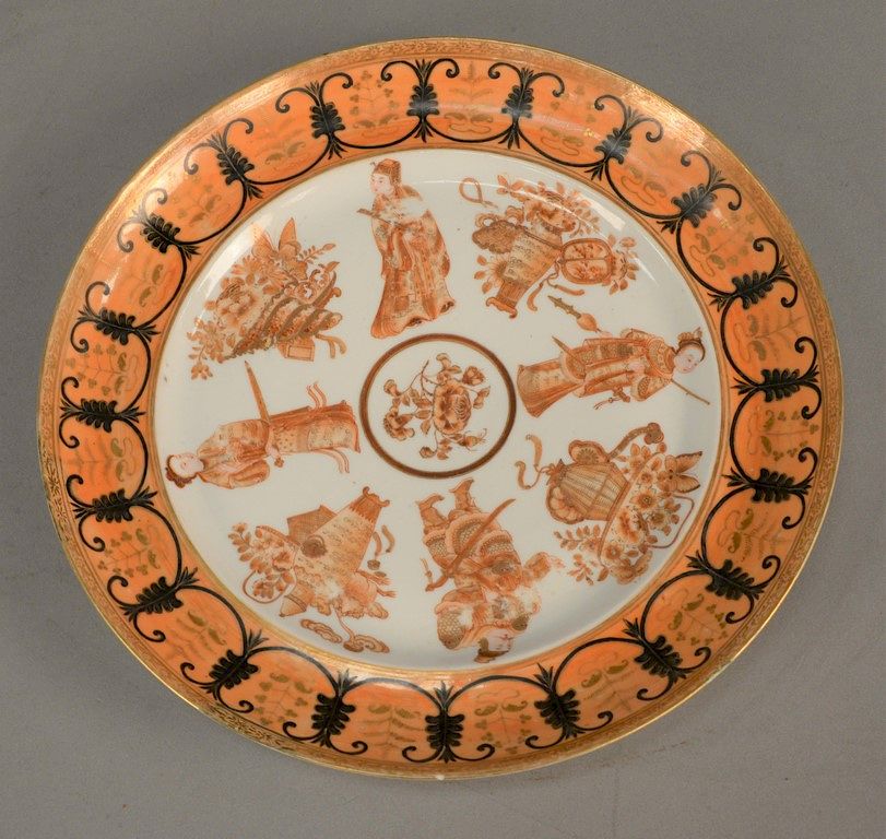 Appraisal: Chinese export plate with four warriors diameter in Provenance Estate