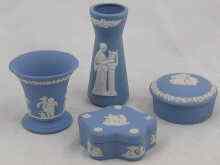 Appraisal: Three pieces of Wedgwood blue jasper ware each stamped Wedgwood