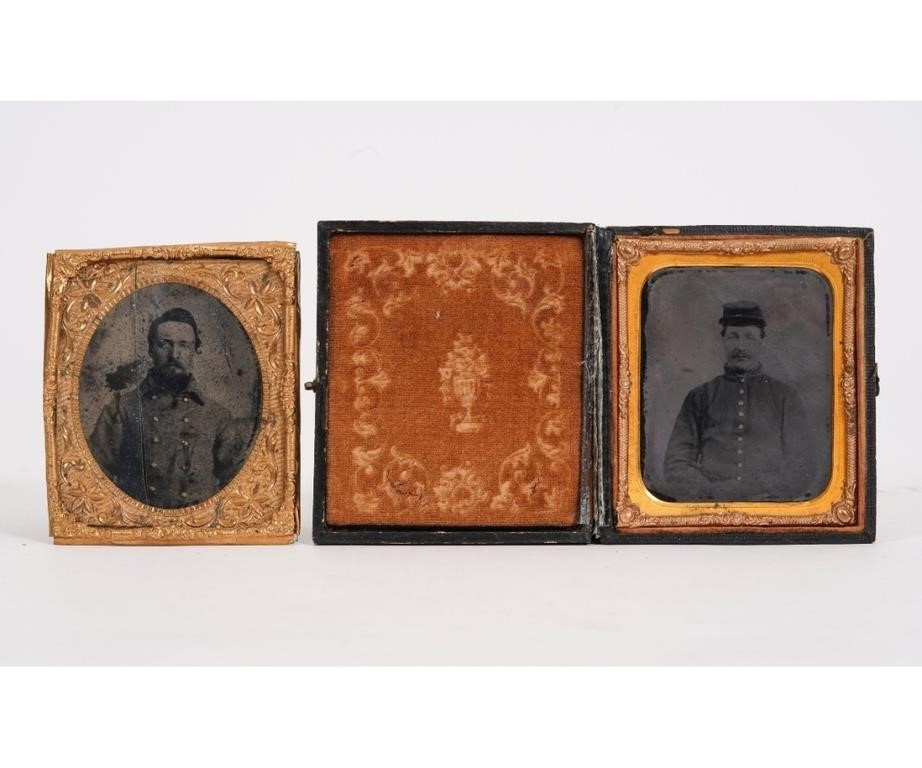 Appraisal: Two Civil War tintypes of soldiers Largest x Condition Missing