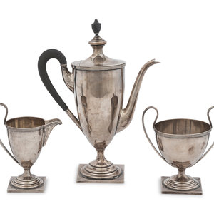 Appraisal: An American Silver Three-Piece Coffee Service Tuttle Silversmiths Boston Massachusetts