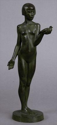 Appraisal: HENRY ARNOLD b FIGURE OF A WOMAN WITH BIRD Bronze