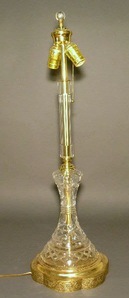 Appraisal: Crystal and brass table lamp h