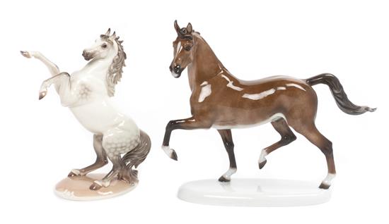 Appraisal: Sale Lot Two German Porcelain Figures of Horses th century