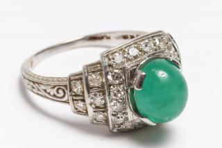 Appraisal: Art Deco Platinum Diamond Emerald Ring -platinum jewelry mounting tiers