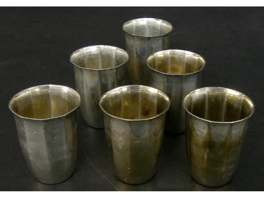 Appraisal: Set of six Continental silver shot glasses each high oz