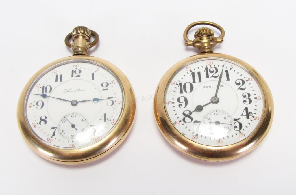 Appraisal: Two Hamilton Model Grade open face pocket watches including serial