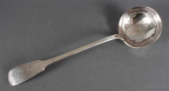 Appraisal: American silver soup ladle marked ''Delarue '' possibly John De