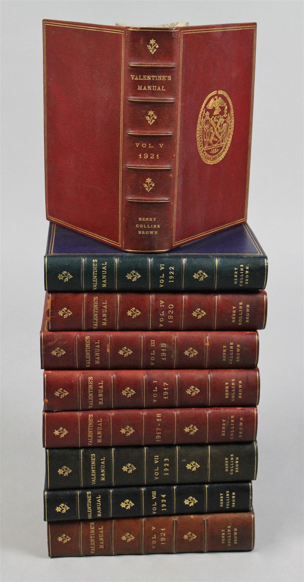 Appraisal: LEATHER BOUND COLLECTION OF VALENTINE'S MANUALS OF THE CITY OF