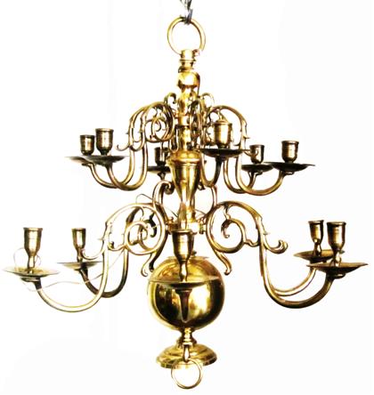 Appraisal: Brass double tier twelve light chandelierholland th century