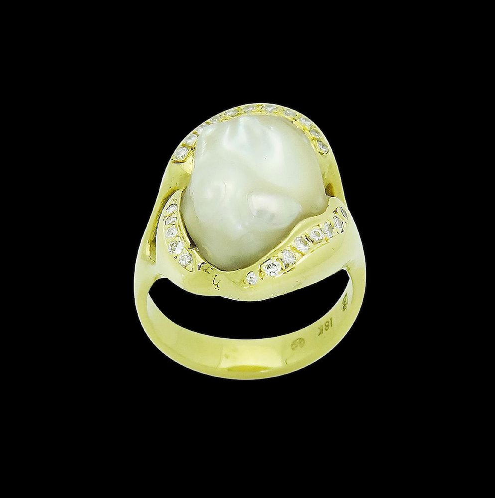 Appraisal: Designer k Gold Keshi Pearl Carats VS F Ring Designer