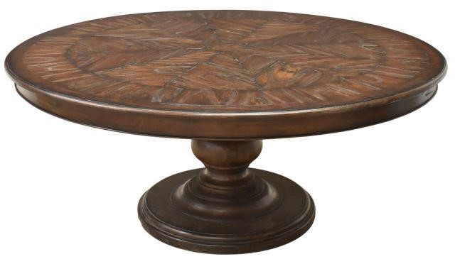 Appraisal: Large rustic round dining table late th c circular top