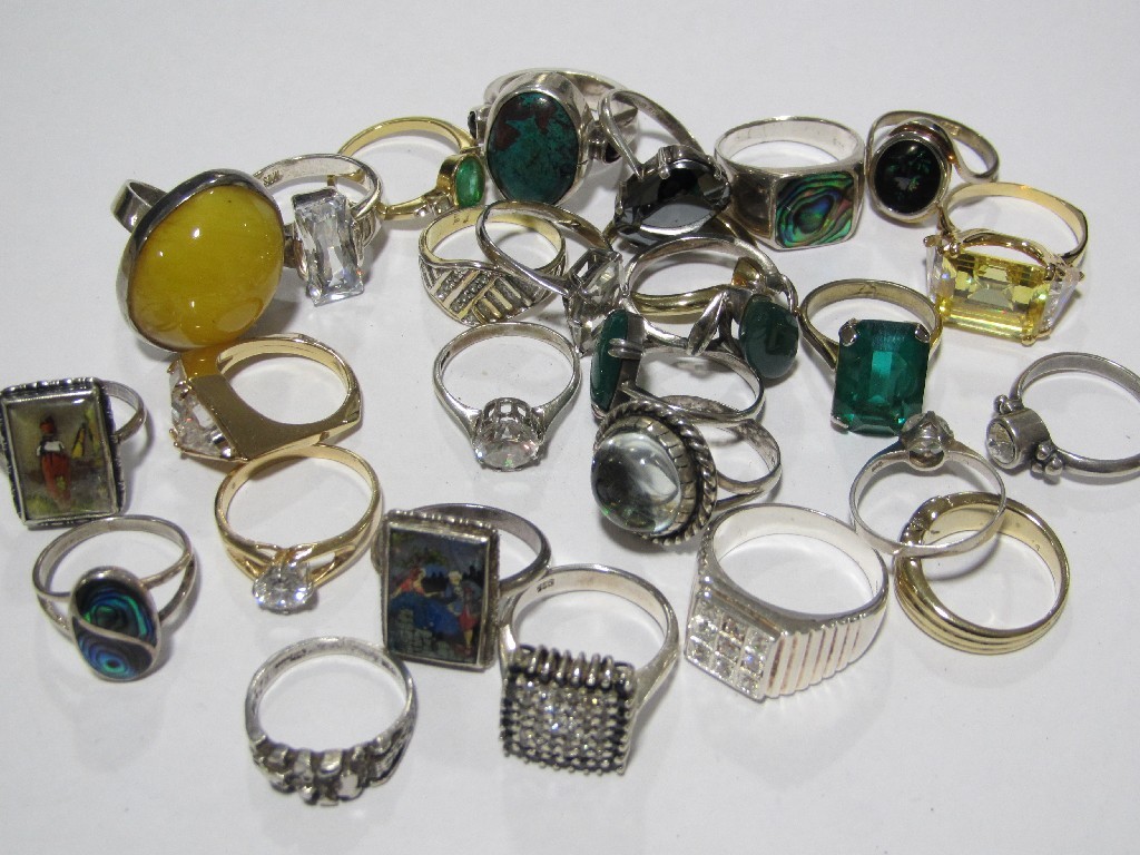 Appraisal: Lot comprising a quantity of silver and gilt metal gem