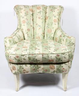 Appraisal: Victorian tufted boudoir chair the contoured back continuing to the